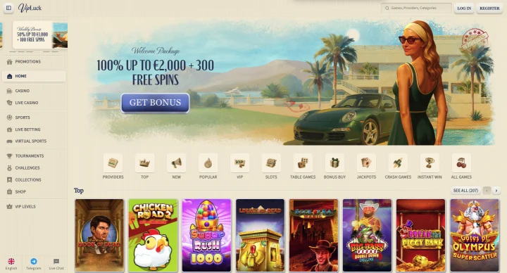 Vipluck Casino – Testbericht Screenshot