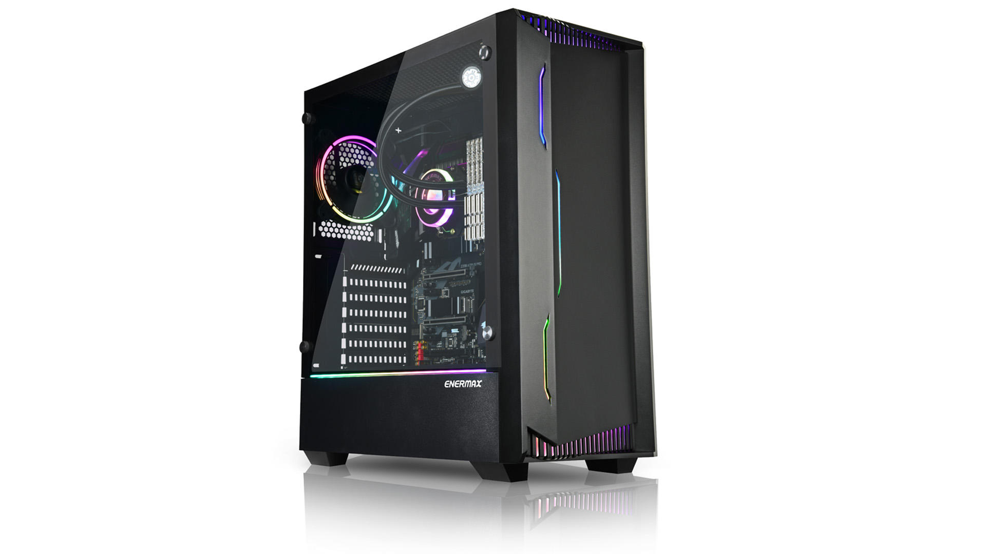 Enermax LIBLLUSION LL30 Addressable RGB ARGB Mid Tower Gaming PC Case Tempered Glass Pre-Installed Fans ECA-LL30-M1BB-ARGB X2 